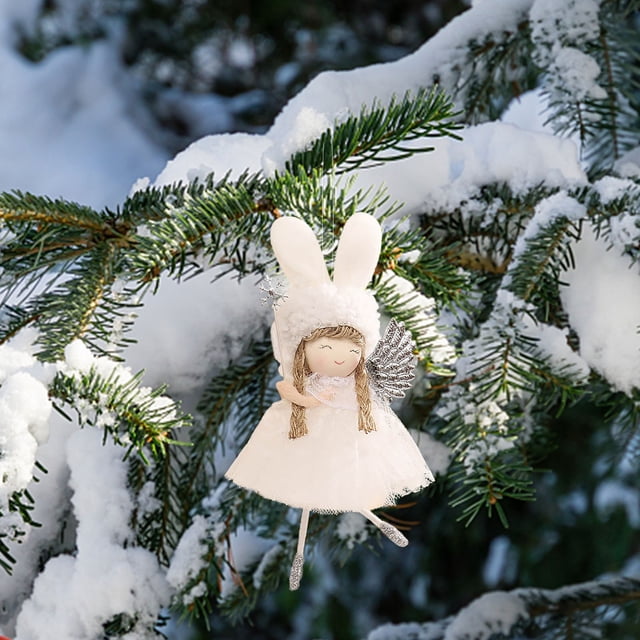 Wmhnj Adorno colgante esponjoso para rbol de Navidad con alas y orejas de ngel para decoracin navideña