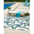 thumbnail image 3 of Unique Loom Outdoor Coastal Collection Area Rug - Tethered (7' 10" Square Ivory/Navy Blue), 3 of 9