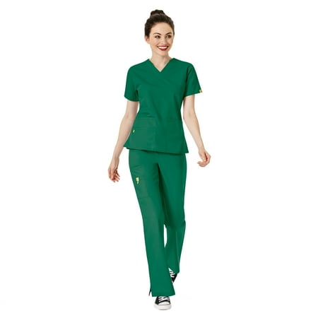 

WonderWink Origins Women s The Bravo 5-Pocket Top & Romeo Flare Pant Scrub Set