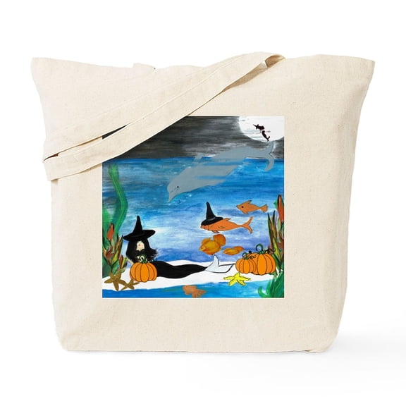 CafePress - Mermaid Witch Halloween Party Tote Bag - Unisex Canvas Tote Bag, Beige, 1-Piece