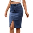 thumbnail image 3 of Jaimenalin Women Denim Pencil Skirts Mid Long High Waist A Line Midi Jean Skirt Split Hem Skirts for Ladies. XXL, 3 of 9