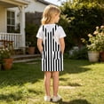 thumbnail image 7 of Bainana Kids Girls Sleeveless Striped Printed Overalls Dress With Pocket Casual Breathable Child Suspender Dress For Beach Vacation Size 4-5 Years Black, 7 of 7