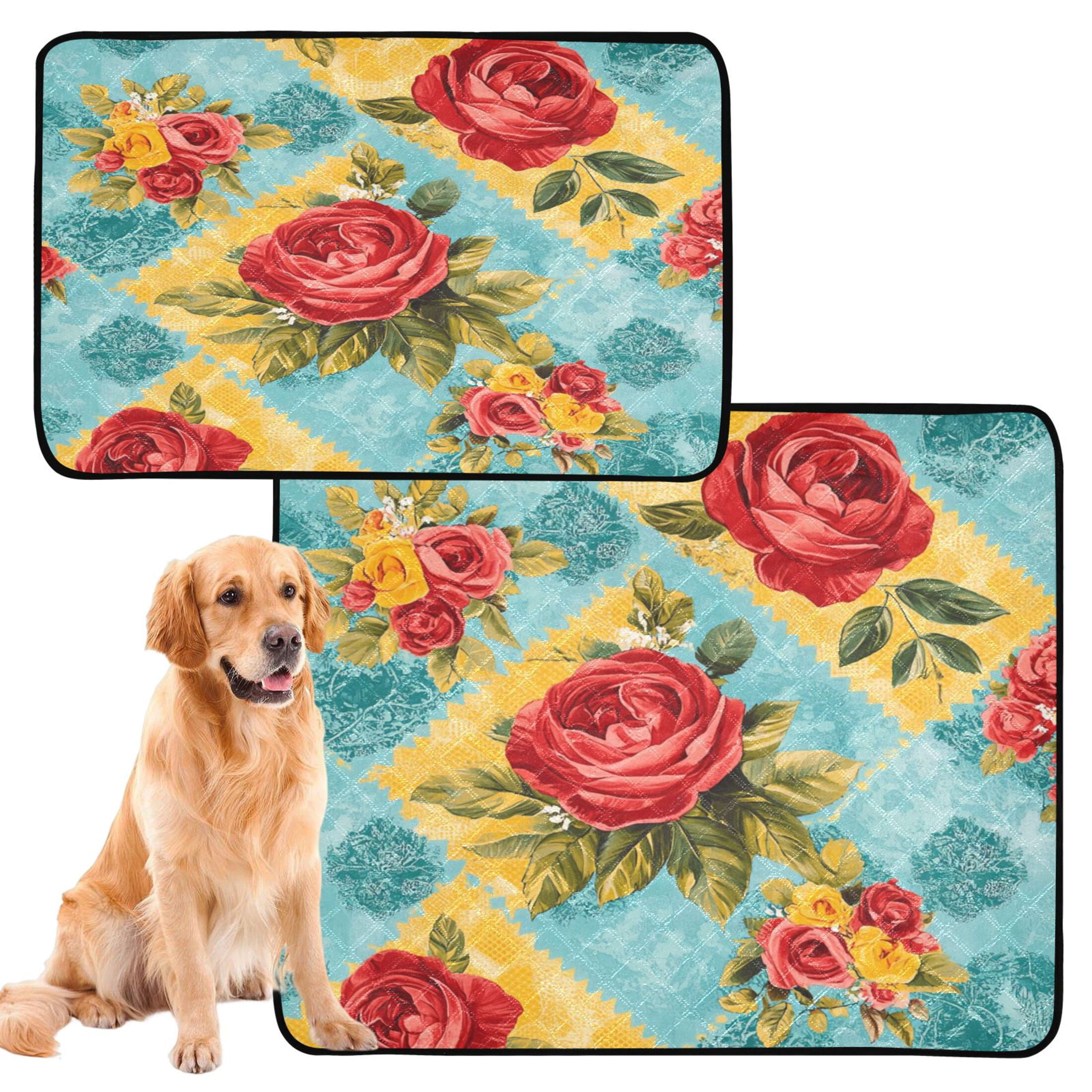 Qxltty Vintage Rose Quilt Chart Cat litter Pads Pet Set of 3 Diaper Mats Center Anti-leakage Layer Absorbent Soft and Comfortable