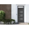 thumbnail image 2 of Front Exterior Prehung Metal-Plastic Door Frosted Glass | Manux 8933 Antracite Grey | Top Sidelite Transom | Office Commercial and Residential Doors Entrance Patio Garage 30x94 (W30x80+14) Left-hand, 2 of 5