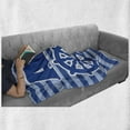 thumbnail image 6 of Ahoy Its a Boy Soft Flannel Fleece Blanket, Ahoy Written with Nautical Wheel Striped Nursery Wall Art Design, Cozy Plush for Indoor and Outdoor Use, 70" x 90", Blue Pale Blue White, by Ambesonne, 6 of 6