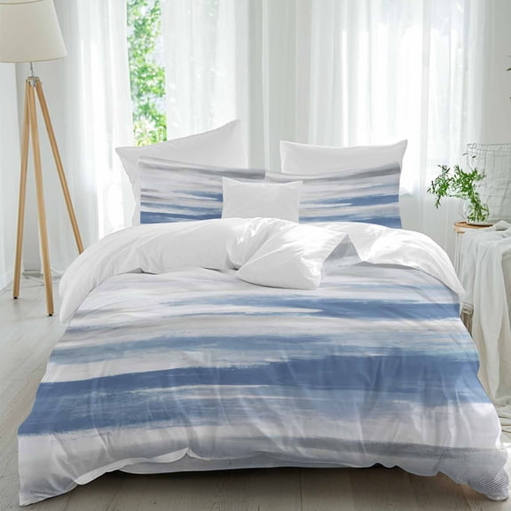 Blue Grey Twin Size Comforter Set, Abstract Vintage Ombre Mottled Texture Farmhouse Bedding for All Seasons, 4 Pcs Bed Set, 1 Quiltcover (68"x86") ,1Sheet(67"x116"), 2Pillowcases (30"x20")