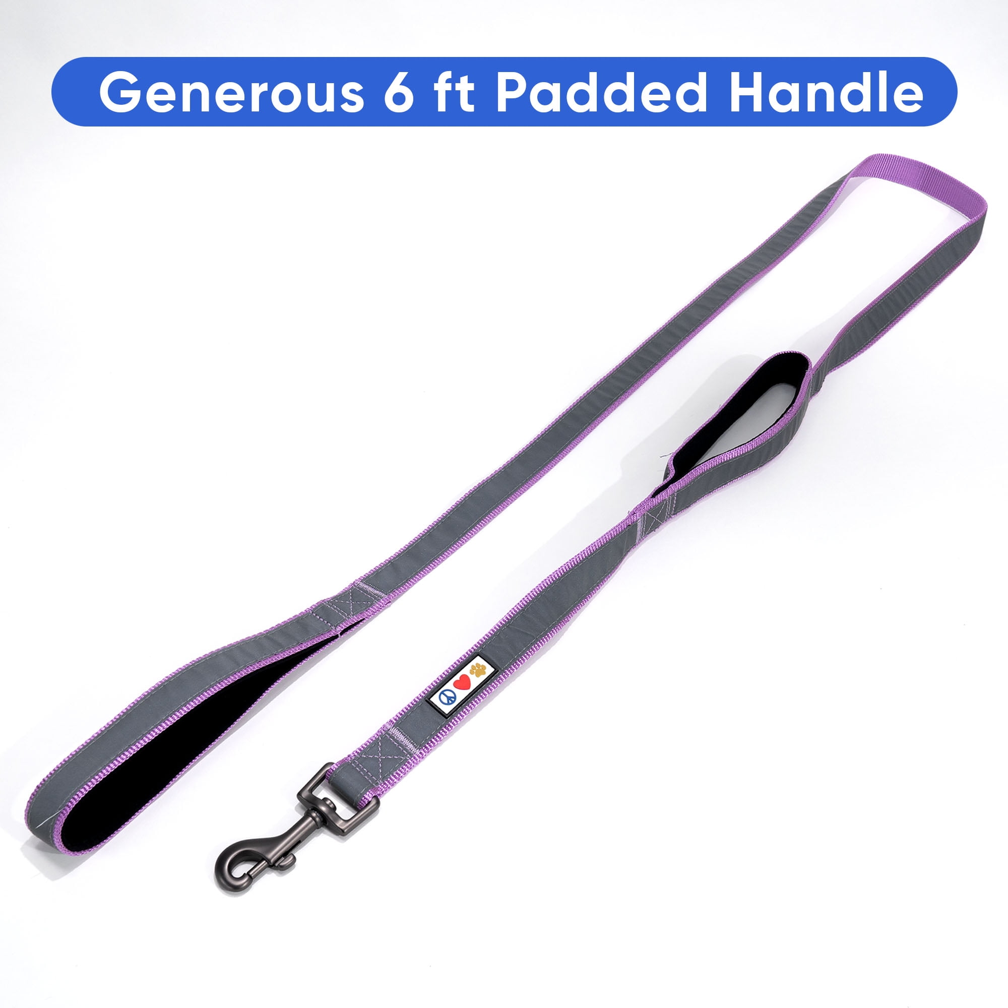 Pawtitas Double Handle Dog Leash Ideal for Medium and Large Dogs Training Dog Leash - Medium / Large - Purple Orchid
