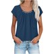 thumbnail image 2 of Tops de Color Sólido para las Mujeres Cuello Redondo de Manga Corta con Detalle de Botón Plisado Casual, Tops de Cuello Redondo para las Mujeres, 2 of 8