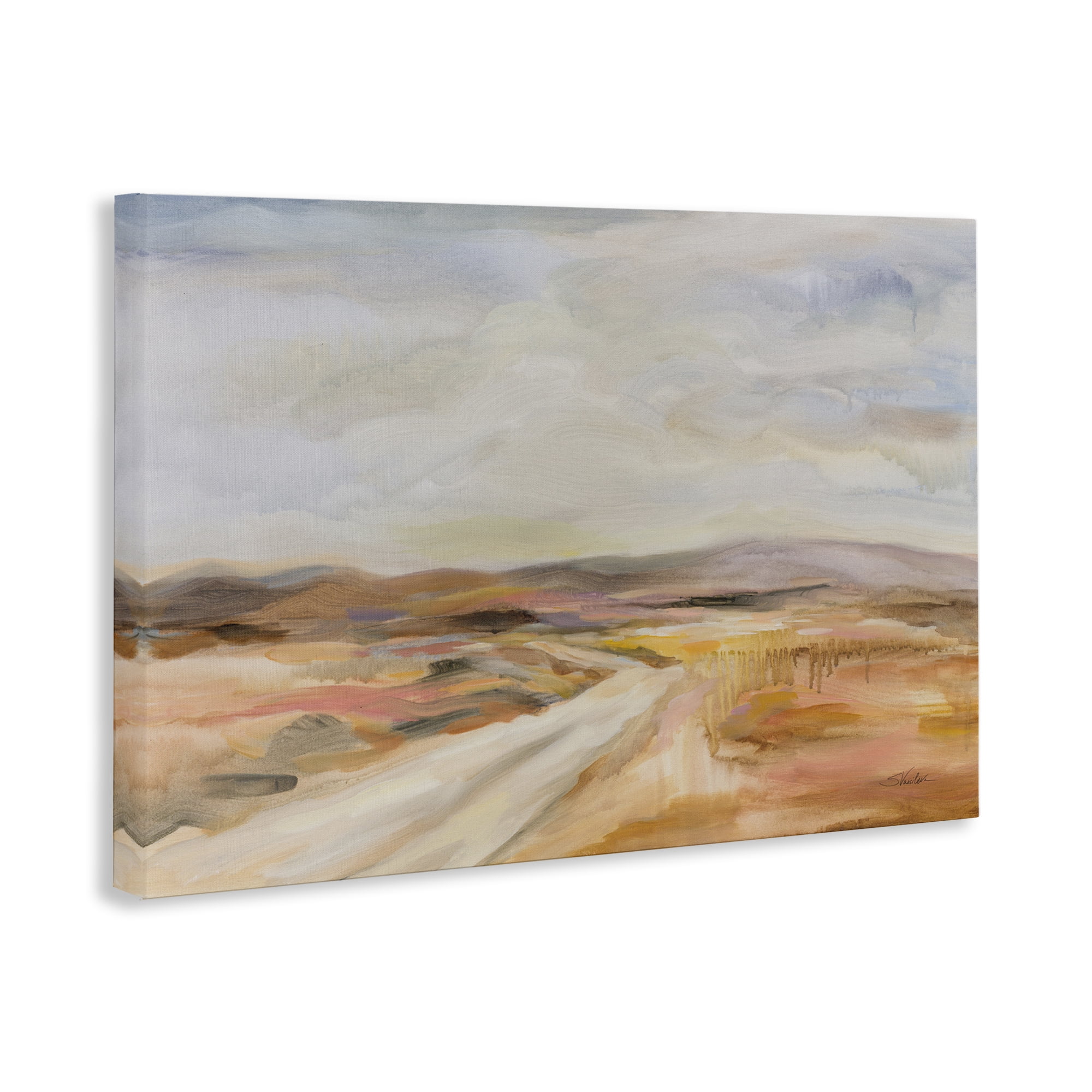 Stupell Industries White Desert Road Landscape & Nature Painting Wrapped Canvas Art Print Wall Art, 30 x 20