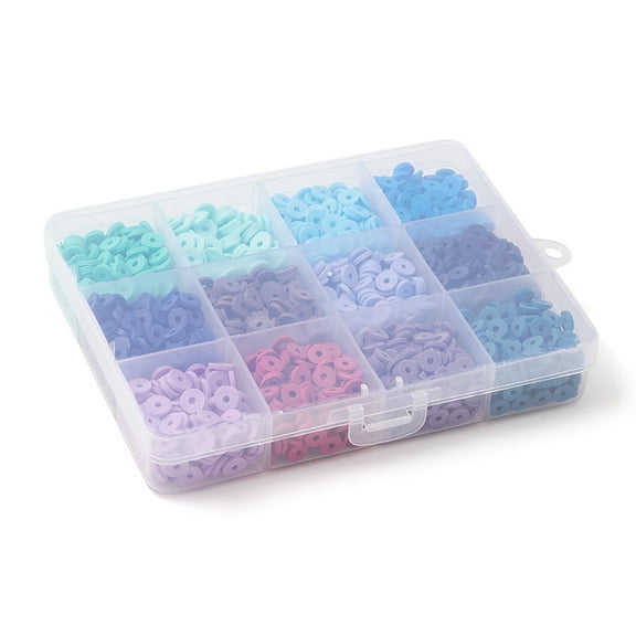 1 box 2256pcs 12 colors Handmade Polymer Clay Beads Disc/Flat Round Heishi Beads Mixed color 6x1mm Hole: 2mm 8g 188pcs/color