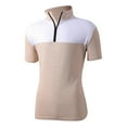 thumbnail image 6 of YLSDY Casual Waffle Shirts for Men Slim Fit Zipper Golf Tshirt Breathable Short Sleeve Tee Summer Casual Zip Collared Work Tops Khaki L, 6 of 6