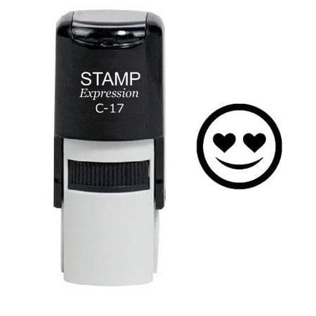 stampexpression - Heart Shaped Eyes Emoji Self Inking Rubber Stamp - Black Ink (W-6420)