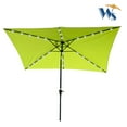 thumbnail image 4 of 6.5×10 FT Rectangular Patio Umbrella with Solar LED Lights, Outdoor Table Umbrella with Push Button Tilt & Crank for Garden Shade Outside Market Deck Backyard Swimming Pool, Lime Green, 4 of 8