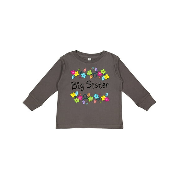 Inktastic Big Sister - Bright Flowers Girls Long Sleeve Toddler T-Shirt