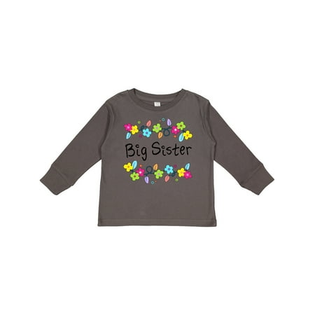 

Inktastic Big Sister - Bright Flowers Gift Toddler Toddler Girl Long Sleeve T-Shirt