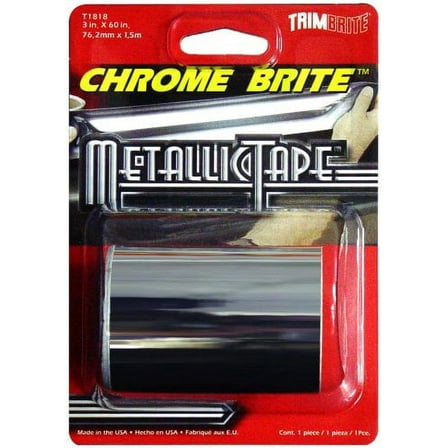 Trimbrite Chrome Brite Heat Resistant Metallic Tape Vehicle Body Repair Kit, White, 3" x 6"