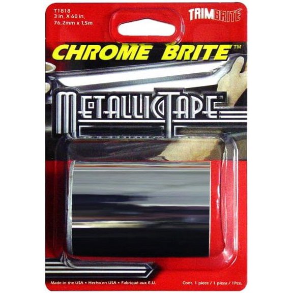 Trimbrite Chrome Brite Heat Resistant Metallic Tape Vehicle Body Repair Kit, White, 3" x 6"