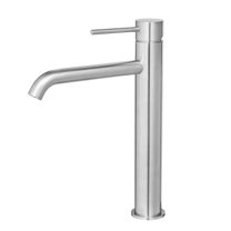JERFIT Single Hole Bathroom Faucet Tall Spout, Brushed Nickel Modern Single Handle Vessel Sink Faucet for Vanity, Anti-Splash Waterfall Bathroom Sink Faucet