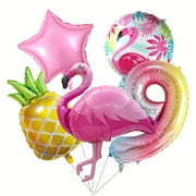 Tropical Flamingo Pineapple Foil Set Number 8=9 Color Number Balloon Girl Birthday Hawaiian Party Baby Shower Decoration