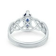 thumbnail image 3 of Marquise Cut Blue Sapphire Diamond Ring, September Birthstone Ring, Celtic Knot Criss Cross Shank Ring, Solitaire Diamond Ring, 14K White Gold Plated, 1.5 Ct Simulated Sapphire, Gemstone Ring, 3 of 3