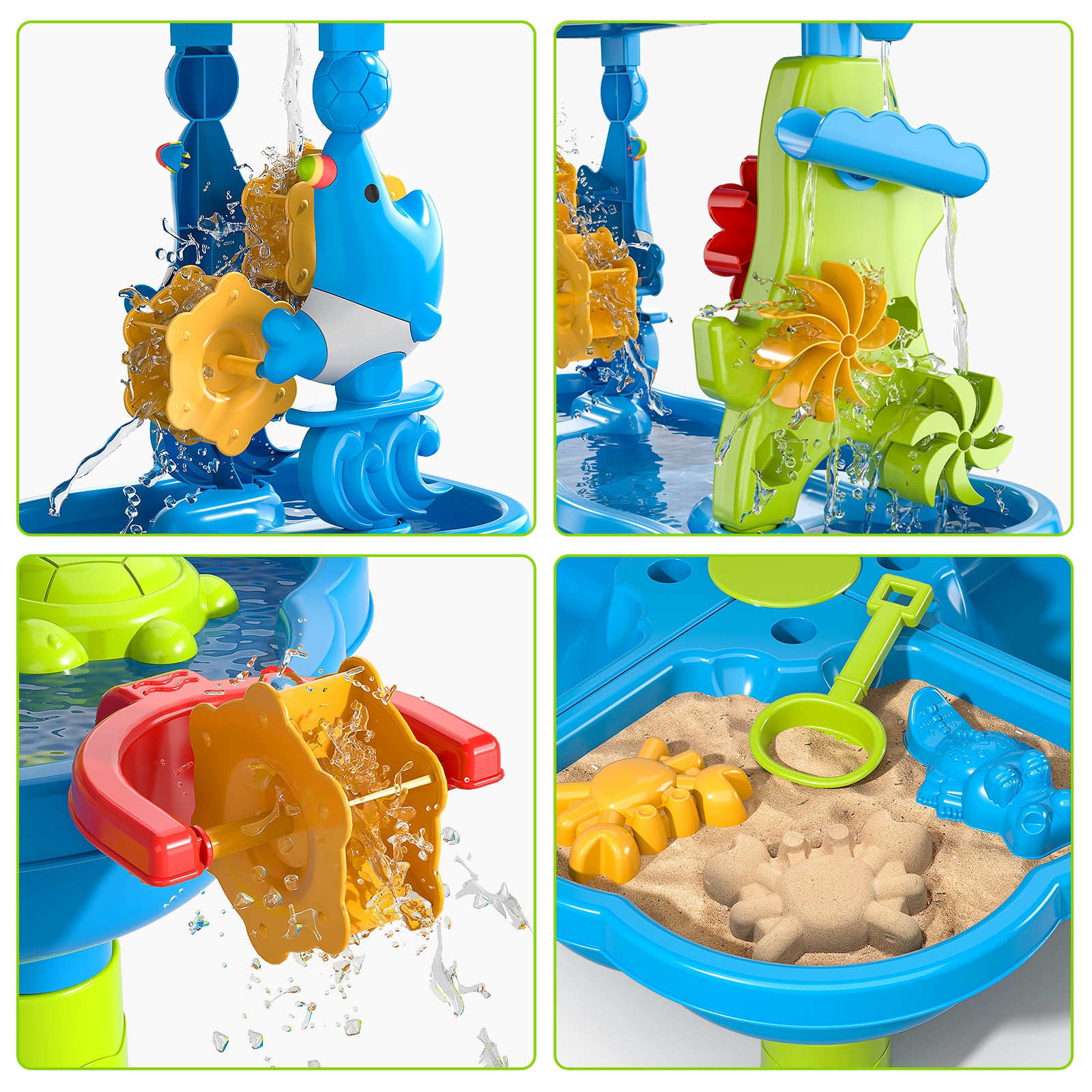 Smart Chef Kids Sand Water Table for Toddlers 3-5, 4-Tier 4-in-1  Plastic Multicolor Activity Tables Summer Outdoor Toys