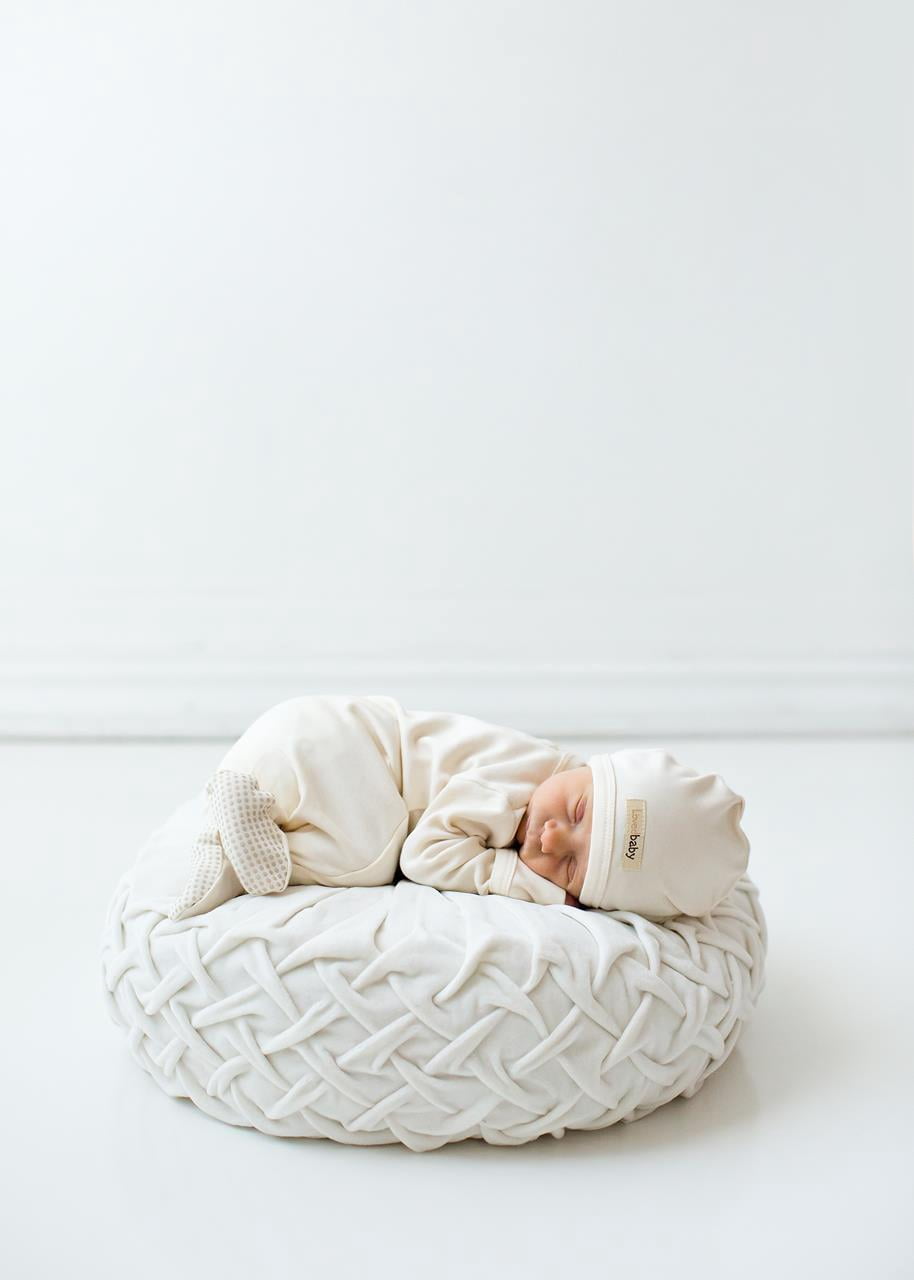 L'ovedbaby Baby Boy or Girl Unisex 100% Organic Cotton 3pc Gown, Sleep N Play & Hat Set, Size 0-3 Months