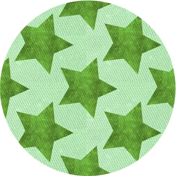 Ahgly Company Machine Washable Indoor Round Transitional Light Green Area Rugs, 4' Round