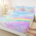 thumbnail image 3 of jejeloiu Multicolor Gradient Rainbow Full Size Sheets,Galaxy Sky Clouds Bed Sheets For Kids 4-Piece, 3 of 7