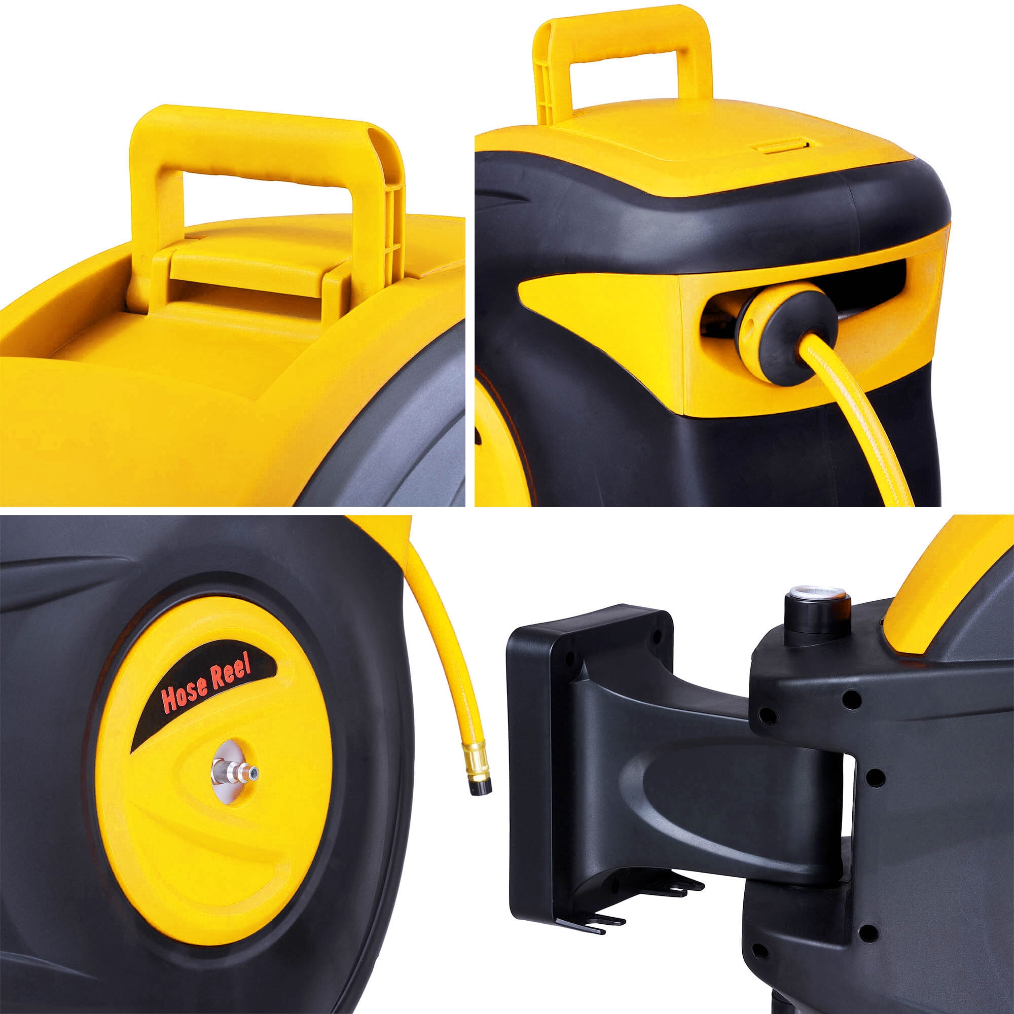 Yescom 3/8" x 100 ft Retractable Air Hose Reel 300 PSI Max Auto Rewind Ceiling / Wall Mount 180° Swivel Air Compressor