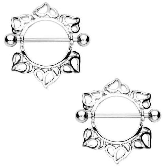 Nipple Ring Bars Heart Body Jewelry Pair 14 gauge Sold as pair HO500