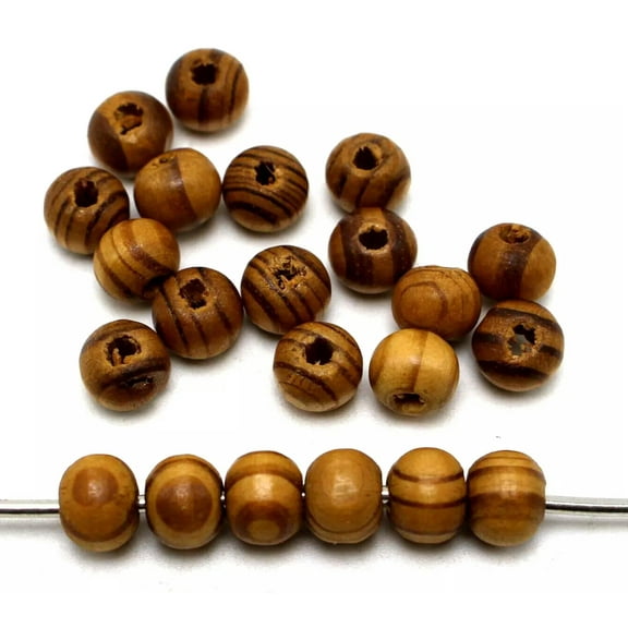 U8MO 200 Natural Pattern Round Wood Beads~ Wooden 8mm