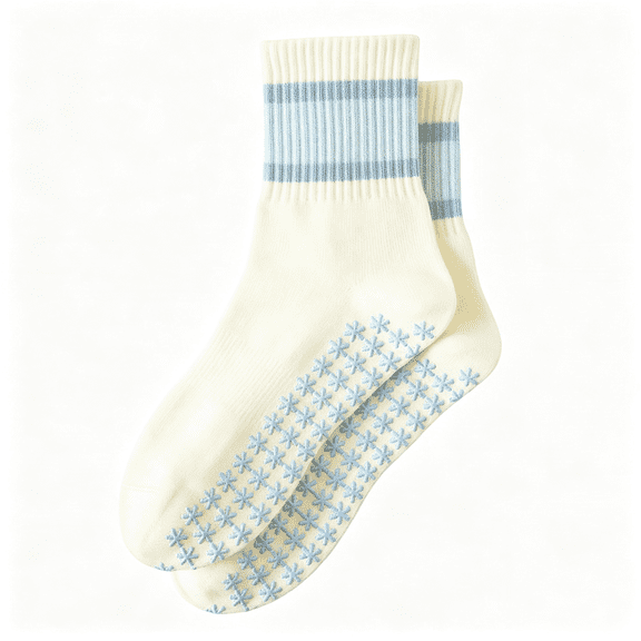 TELOLY Pilates Grip Socks for Women Yoga Grippy Socks Cute Barre Non Skid Athletic Crew Sticky Sock Workout Hospital Secure Grip Socks Pilates