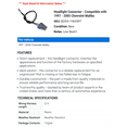 thumbnail image 2 of Headlight Connector - Compatible with 1997 - 2005 Chevy Malibu 1998 1999 2000 2001 2002 2003 2004, 2 of 2