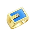 thumbnail image 3 of RYLOS Men's Rings 14K White Gold Ring With Diamonds and Blue Quartz Set in Designer Nugget Style Rings For Men Size 8, 3 of 7