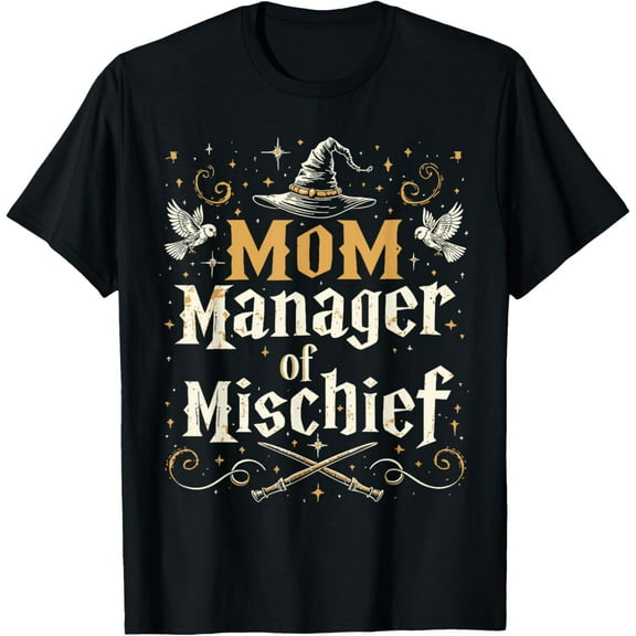 Mom Manager of Mischief - Funny Wizard Mom T-Shirt100% pure cotton short-sleeved shirt for both men and women
