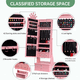 thumbnail image 5 of Organizador de Joyería Infantil con Espejo LED de Pared Completo | Almacenamiento Multifuncional con 42 Ranuras para Aretes, 9 Ganchos y 3 Cajones | Diseño Princesa Encantador, 5 of 19