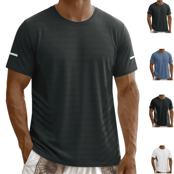 Summer Cooling Ice Silk T-Shirts for Men Casual Stylish Short Sleeve Crew Neck Tshirts Breathable Lightweight Classic Fit Gym Active T-Shirts Gray XL