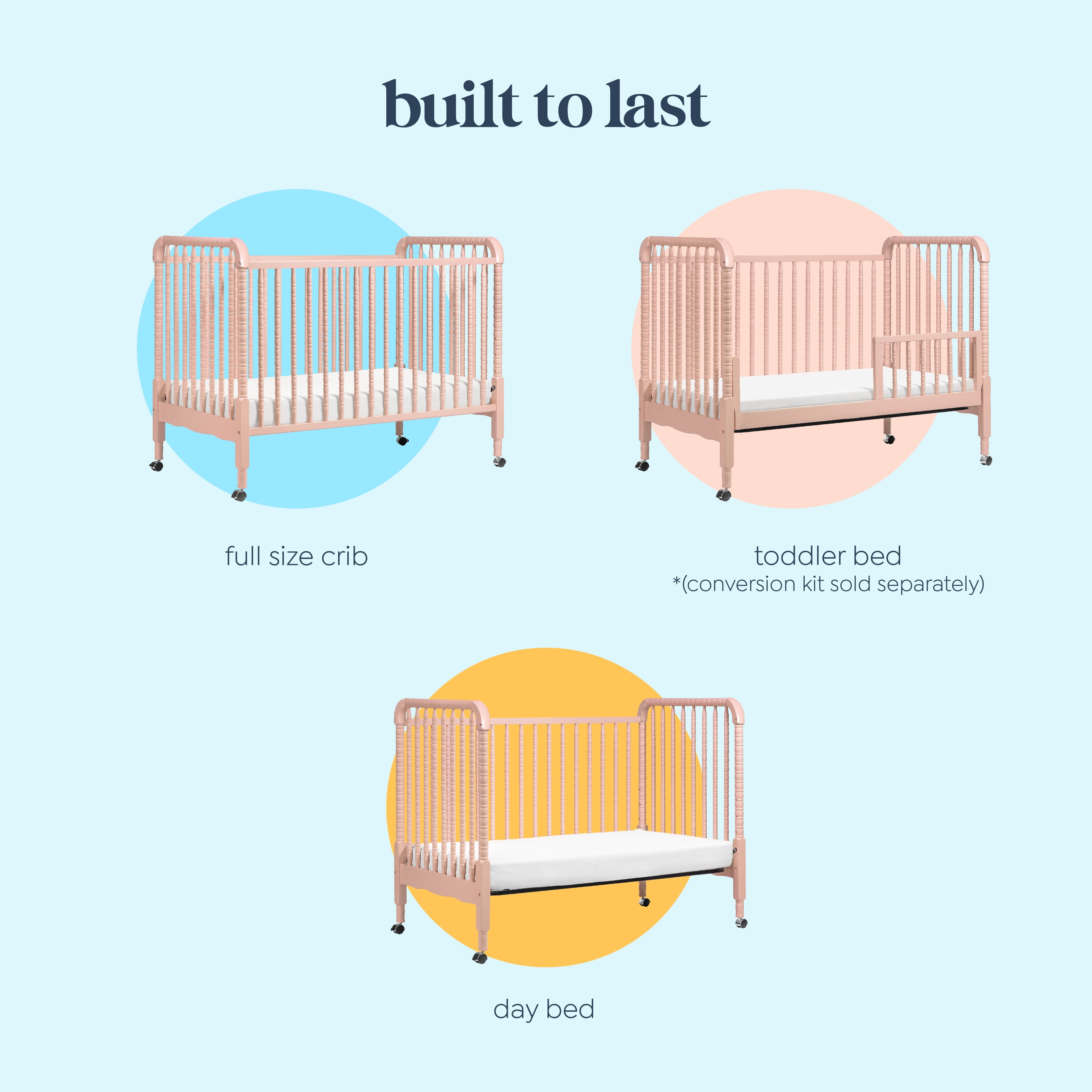 DaVinci Jenny Lind 3-in-1 Convertible Crib in Pink Blush