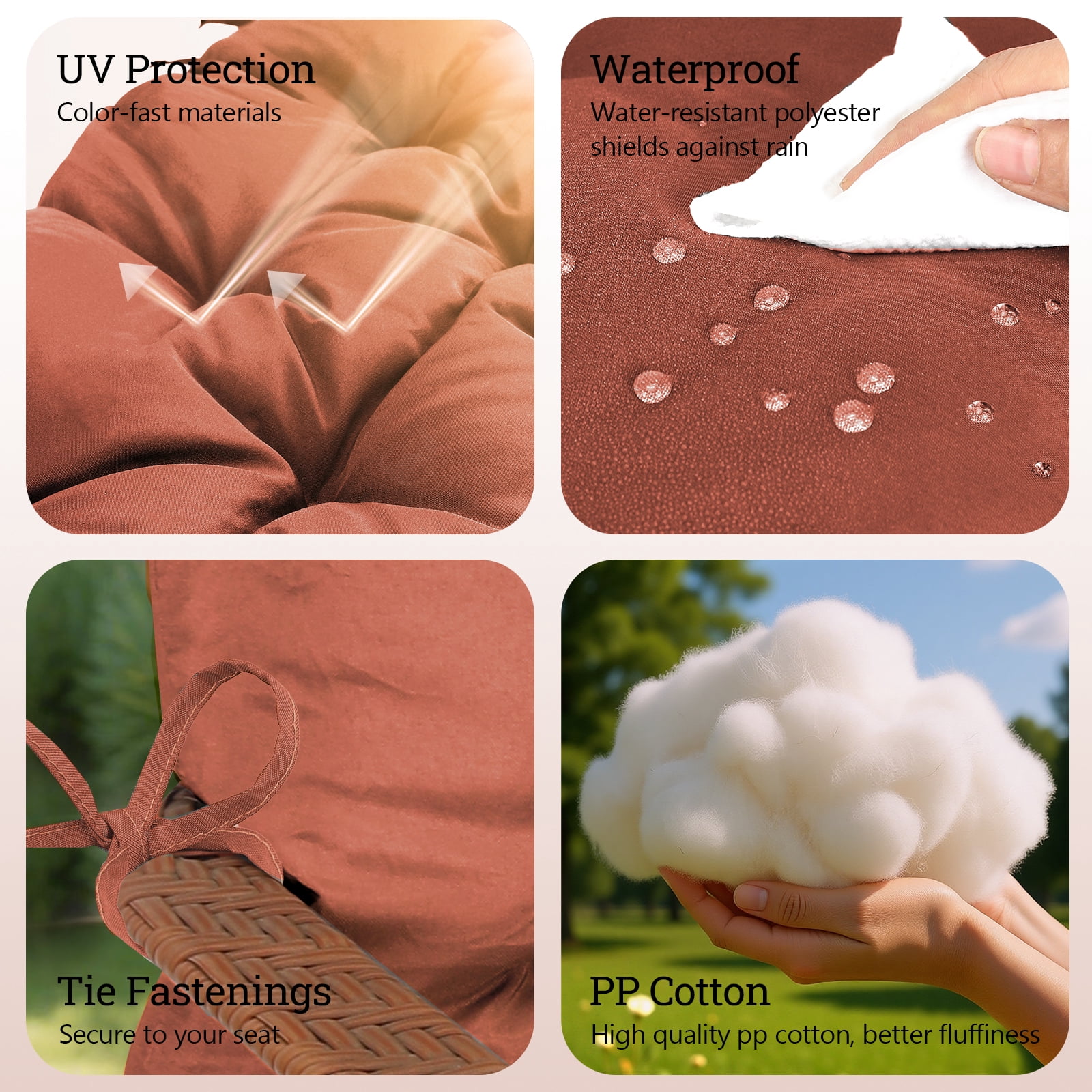 Outdoor Bench Cushion Matalde Swing Chair Cushion Waterproof Sun-Resistant with 8 Nonslip Ties, Deep Coffee 120cm*100cm