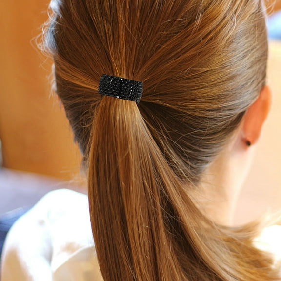 SEWCHICS Ponytail Accessories Cuff Black Plastic 4Pcs 1.4X1.4X0.9In