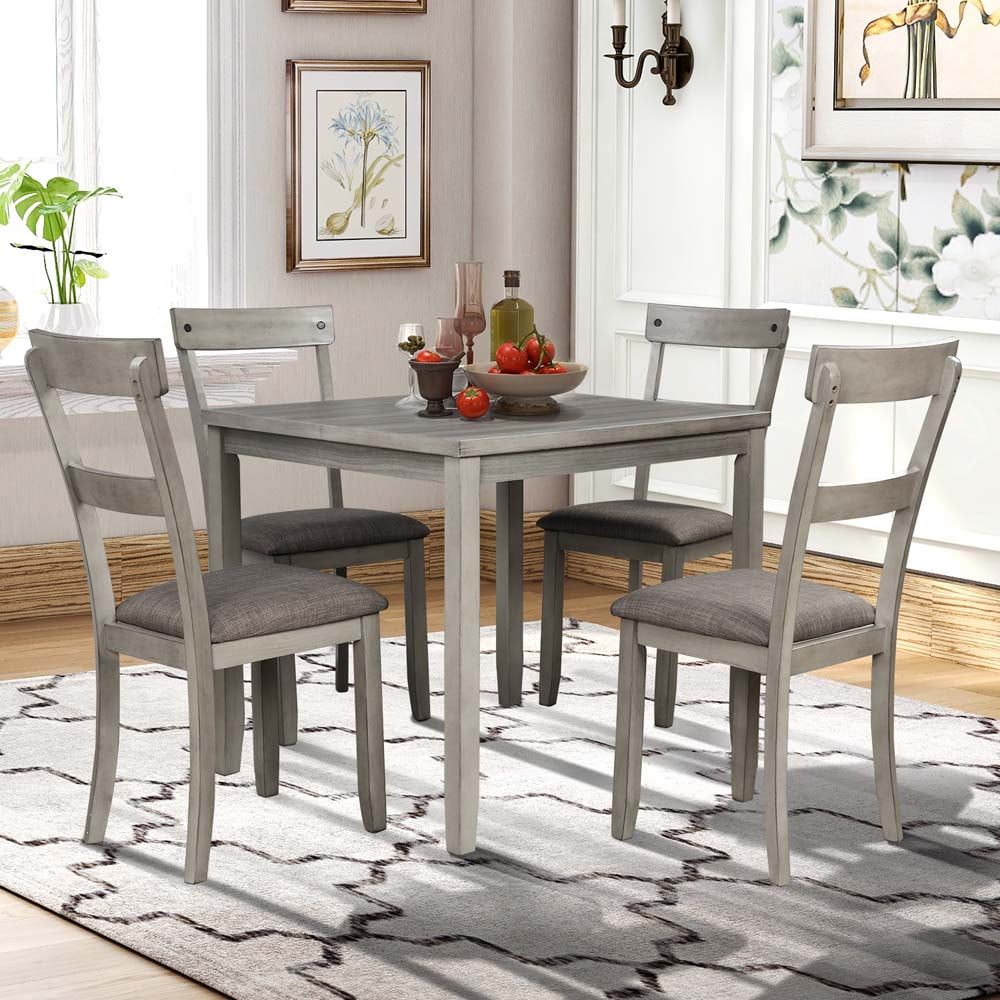 5 Piece Dining Sets  URHOMEPRO Wooden Dining Table Set  for 