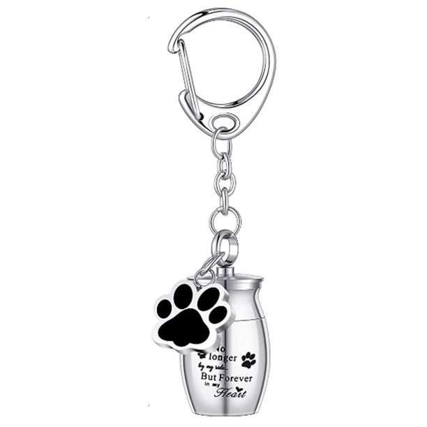 Llavero de urnas para mascotas, 2 uds., para cenizas de perros y gatos, colgante de cremación para mascotas pequeñas, urna conmemorativa con estampado de pata, recuerdo de cremación para mas