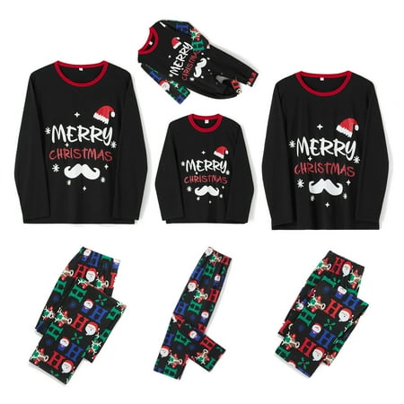 

PDYLZWZY Family Matching Christmas Pajamas Set Cartoon Print Long-Sleeved Tops Santa Trousers Sleepwear Pjs
