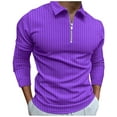 thumbnail image 2 of GaThRRgYP Mens Shirt with Long Sleeve,Men Casual Solid Turndown Pullover Zipper High Elastic Blouse, 2 of 5