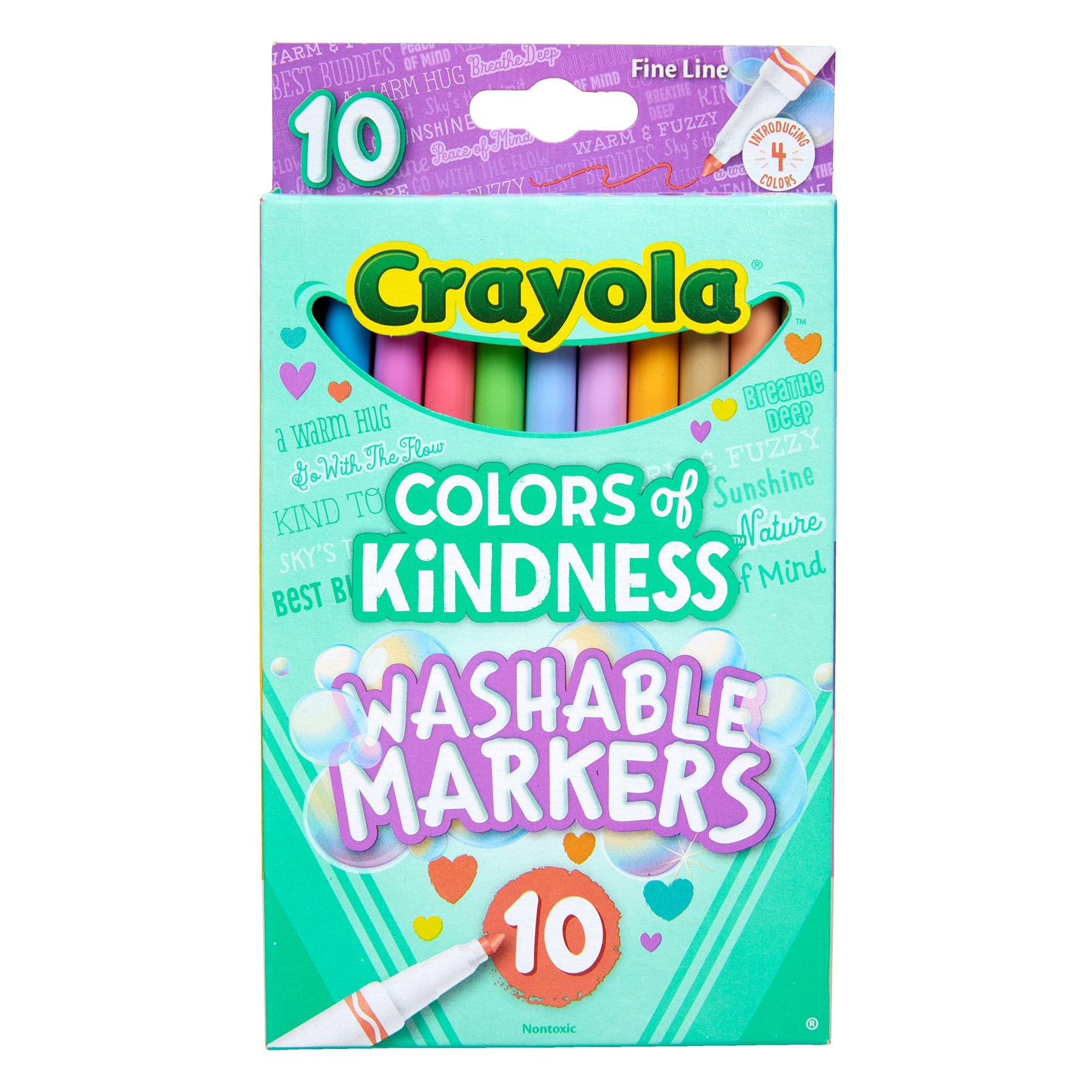 Crayola Colors of Kindness Fine Line Washable Markers, 10 Per Pack, 6 Packs