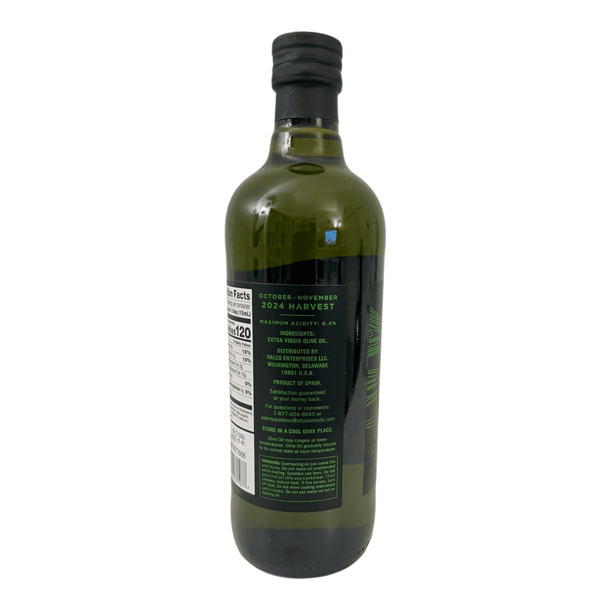 Ottavio Early Harvest Extra Virgin Olive Oil, Cold Pressed, 34 fl oz (1L), Product of Spain