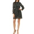 thumbnail image 3 of Allegra K Women's Floral Tie Waist Long Sleeve Ruffle Chiffon Dress, 3 of 7