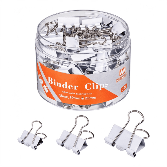 CCOCC Binder Clips Assorted Sizes,White Binder Clips Set for Office and Home Use - Binder Clips Assorted Sizes Pack of 100