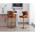 thumbnail image 4 of Guyou Swivel Bar Stool Set of 2, Modern Upholstered PU Adjustable Height Counter Barstools with Open Back and Metal Base for Kitchen Island Restaurant Home Bar, Brown, 4 of 14