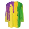 thumbnail image 4 of YUGYXL Summer Mardi Gras 3/4 Sleeve Tshirts for Women Fashion Party Mask Printed Loose Blouse Lounge Crew Neck Lightweight Fit Tees Ladies Tunic Tops Carnival Blouse, 4 of 5